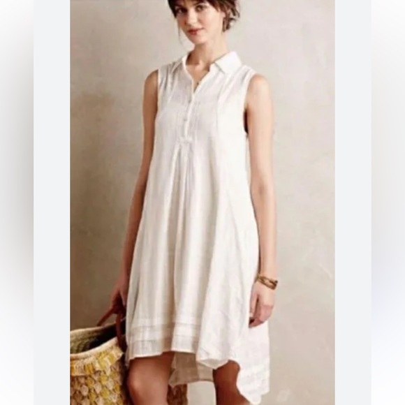 Anthropologie Dresses & Skirts - Anthropologie Isabella Sinclair Tillie White/Silver Lurex Shirtdress Size Small